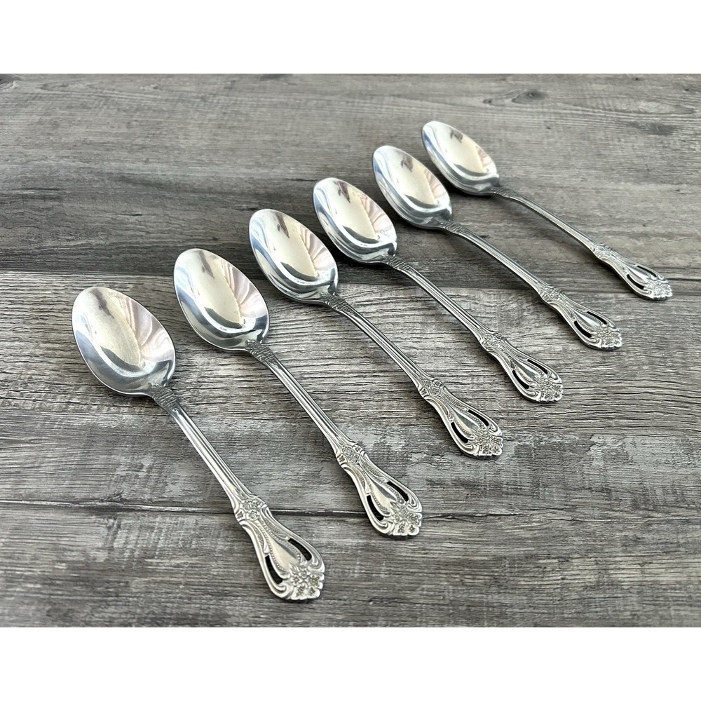 Stanley‎ Roberts Rogers Spoons Place/Oval Stainless Valentine Set Of 6 Pierced